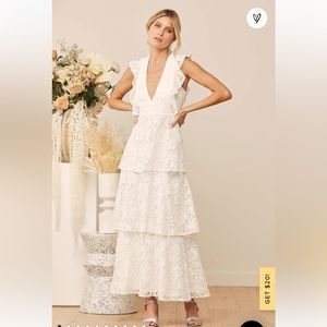 Size Medium Lulus White Midi Lace Dress